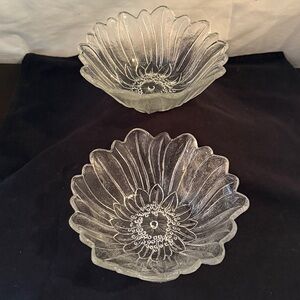 2 Vintage, Indiana Glass, Lily Pons, Flower, Textured Bowl, 7”